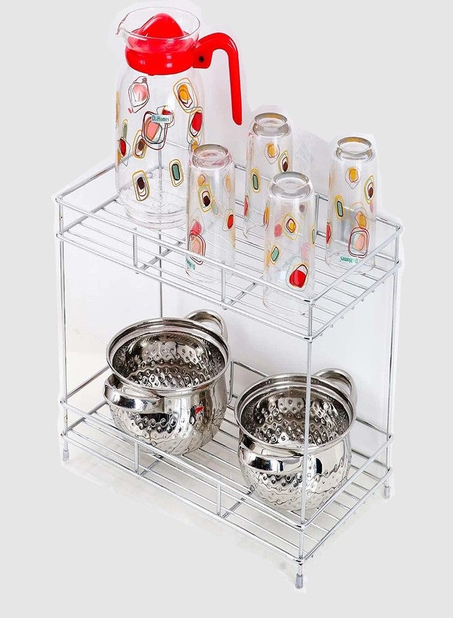 12FOR COLLECTION 2-Tier Stainless Steel Kitchen Counter Organizer Rack, Multipurpose Storage Shelf for Pantry, Spice Jars, Condiments, Kitchen Accessories - Image 3